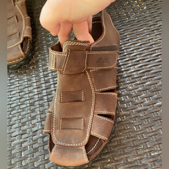 Volks Walkers Leather Sandals Men’s Closed Toe Hiking Sandals Brown Size 12 - Picture 2 of 8